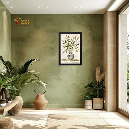 Olive Vase – Botanical Framed Art Print