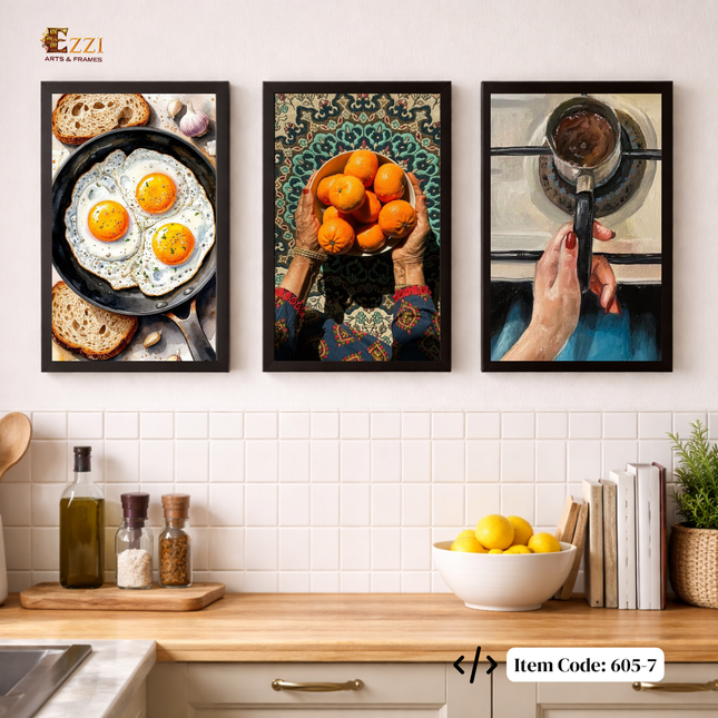 Turkish Breakfast Trio 3 Piece Framed Art Set