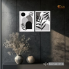 Monochrome Shapes – 2 Piece Black, White & Grey Framed Art Set