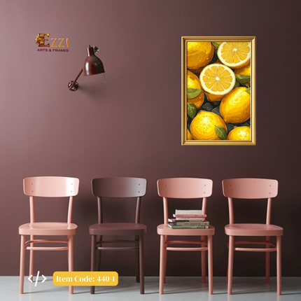 Citrus Lemon Wall Art Print with White Frame