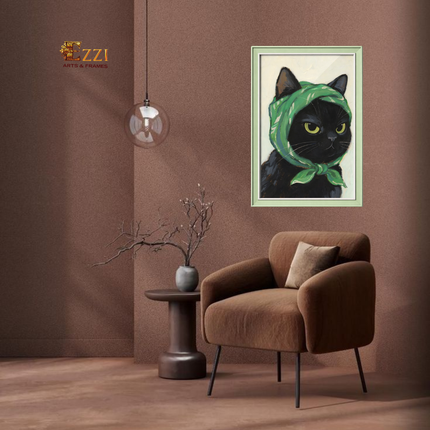 Elegant Feline – Illustrated Framed Art Print