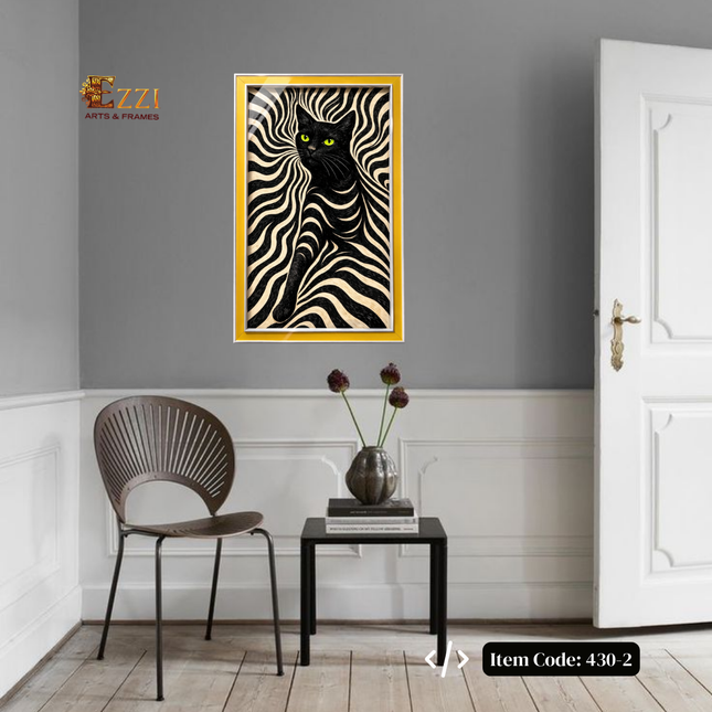 Mystic Feline – Abstract Framed Art Print