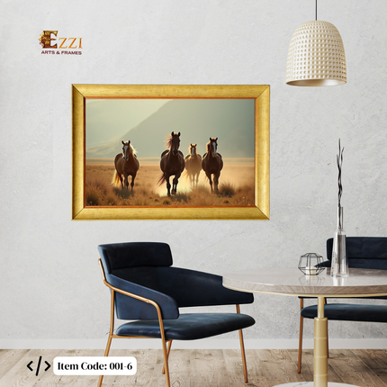 Golden Gallop – Wild Horses Framed Art Print