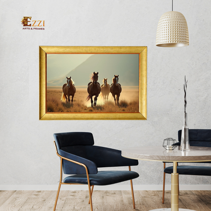 Golden Gallop – Wild Horses Framed Art Print