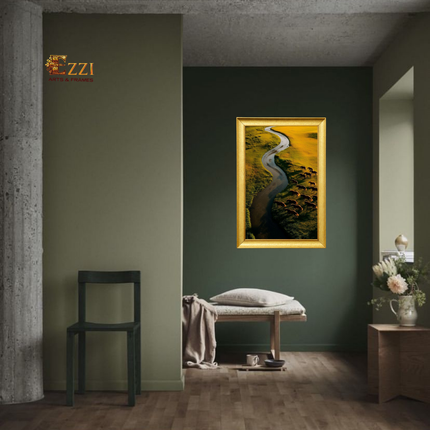 Golden River Valley – Scenic Framed Art Print
