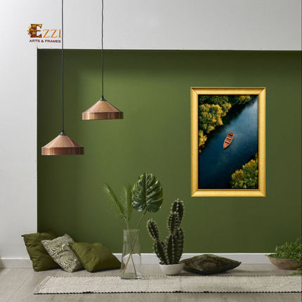 Tranquil River Boat – Nature Framed Art Print