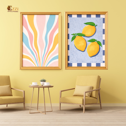 Modern Abstract & Lemon Art – Set of 2 Framed Prints