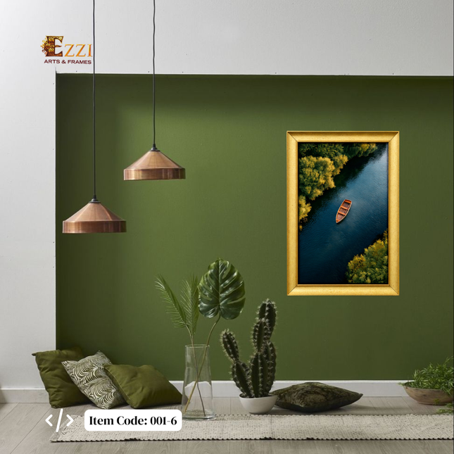 Tranquil River Boat – Nature Framed Art Print